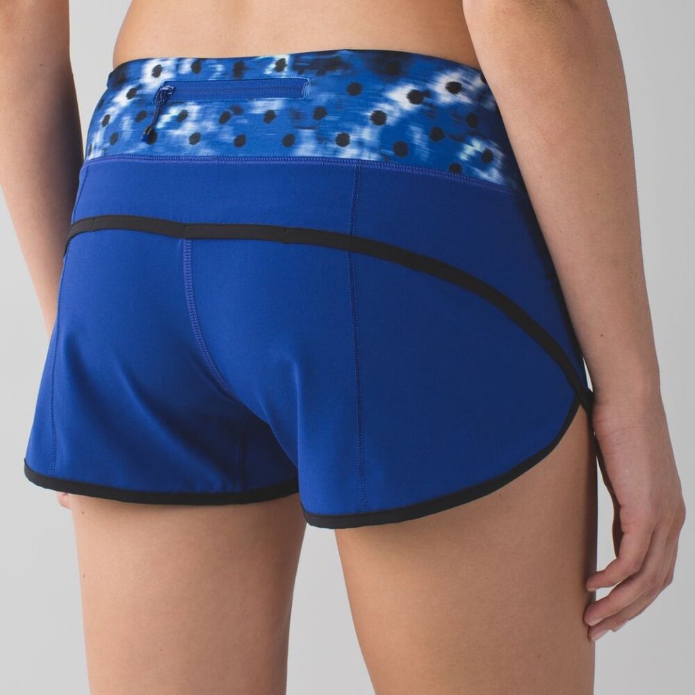 Lululemon Speed Shorts (2.5" Inseam) Sapphire Blue/Washi Weave Angel Wing Naval